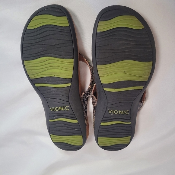 Vionic Floriana Brown Snakeskin Jewel Sandals Flipflops Women's Size 9 - Picture 6 of 8
